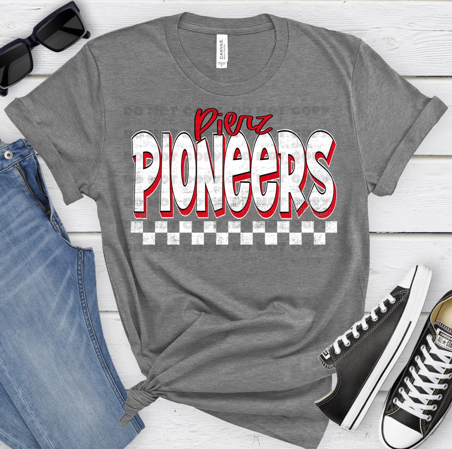 Pierz Pioneers White Red Grunge-Lovie T Designs