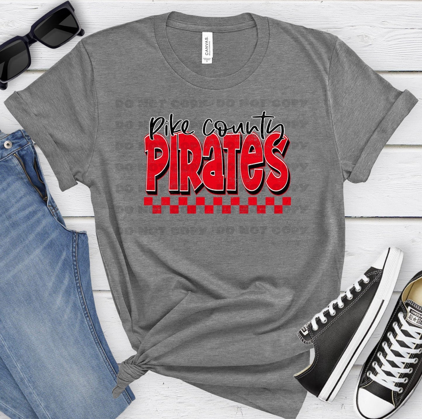 Pike County Pirates Red Black Grunge-Lovie T Designs