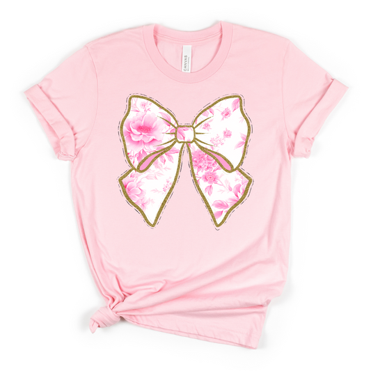 Pink Toile Bow-[DTF Transfer]-Lovie T Designs