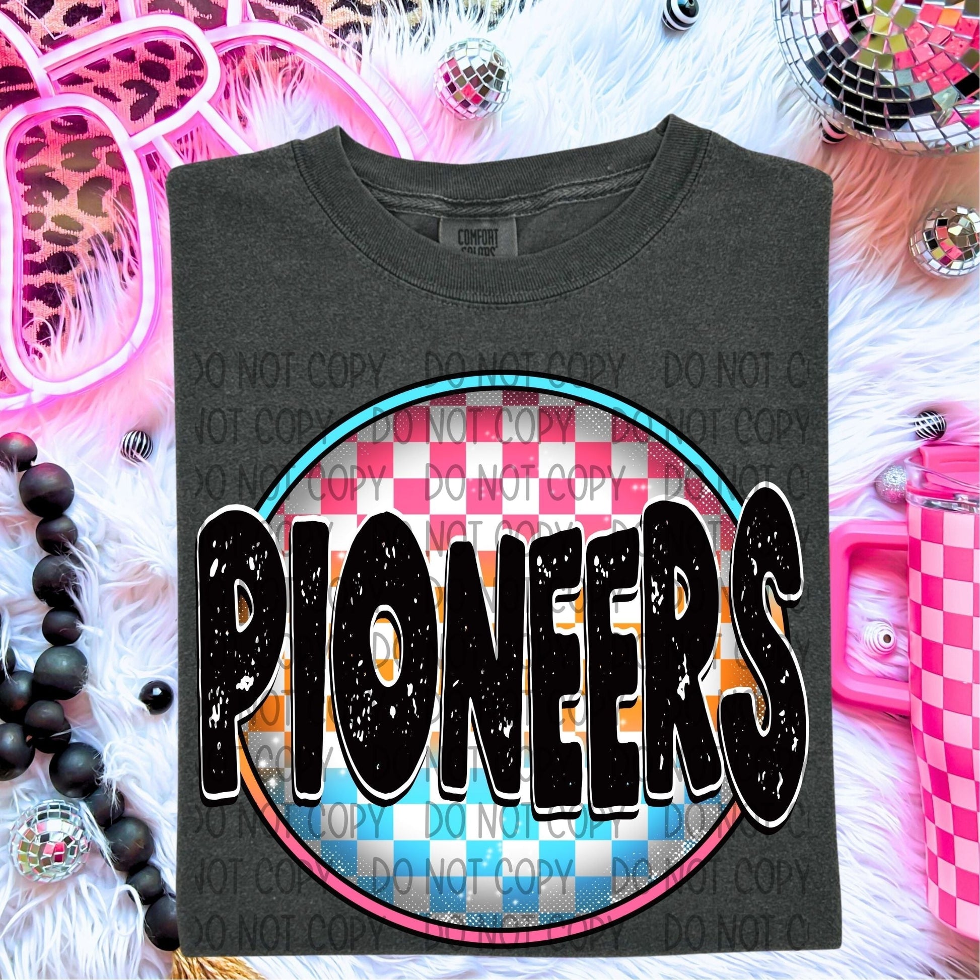 Pioneers Neon Circle Mascots-Lovie T Designs