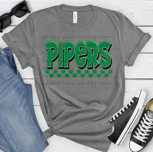 Pipers Kelly Green Black Grunge-Lovie T Designs