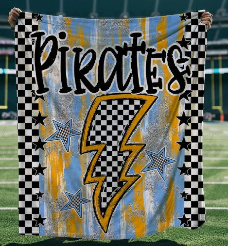 Pirates Columbia Blue and Gold Doodle Blanket-Lovie T Designs