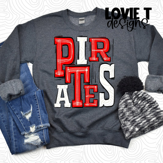 Pirates Red and White-Lovie T Designs