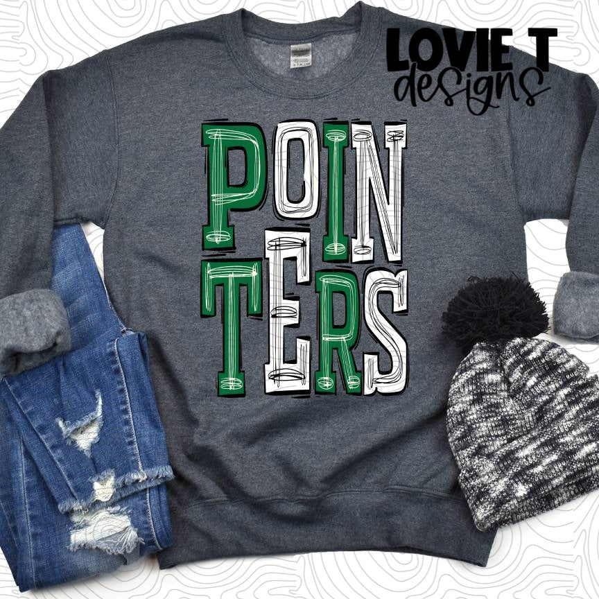 Pointers-Kelly Green-White-Lovie T Designs