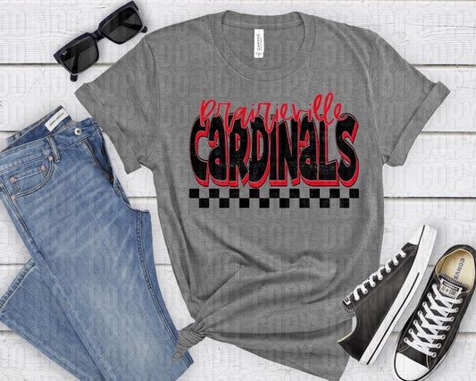 Prairieville Cardinals Red Black Grunge-Lovie T Designs