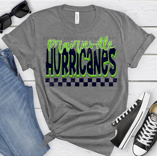 Prairieville Hurricanes Navy Lime Match Grunge-Lovie T Designs