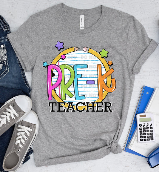 Pre-k Teacher Paper and Pencil Circle-Lovie T Designs