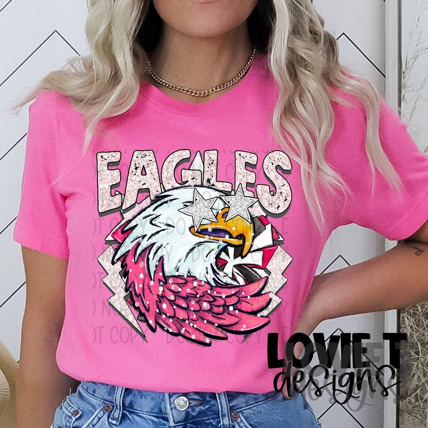 Preppy Pink Eagles-Lovie T Designs