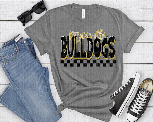 Priceville Bulldogs Gold Black Grunge-Lovie T Designs