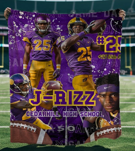 Purple Football Game Day Blanket Mockup-Lovie T Designs