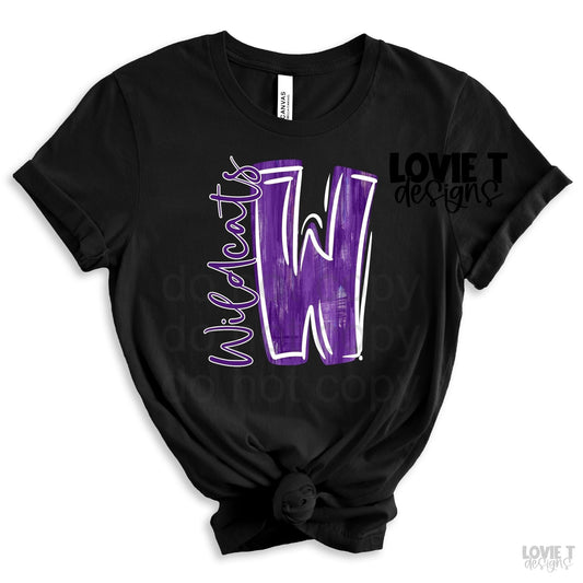 Purple and White W Wildcats-Lovie T Designs