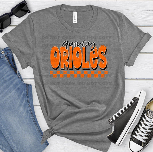 Quincy Orioles Orange Black Grunge-Lovie T Designs