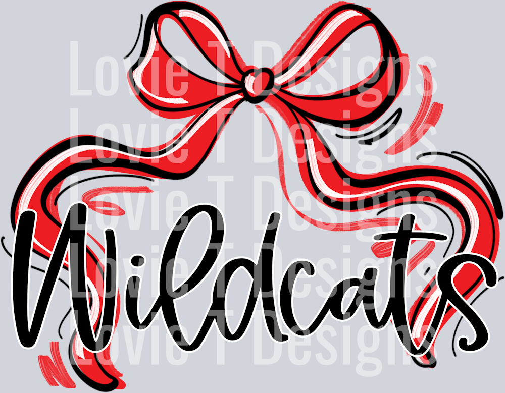 RIBBON SPORTS BOW RED AND BLACK WILDCATS - Lovie T Designs