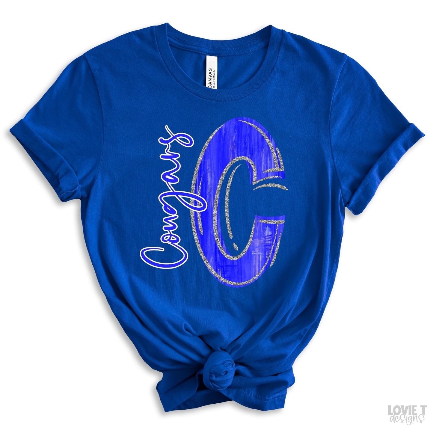 Royal Blue and Silver C Cougars-Lovie T Designs