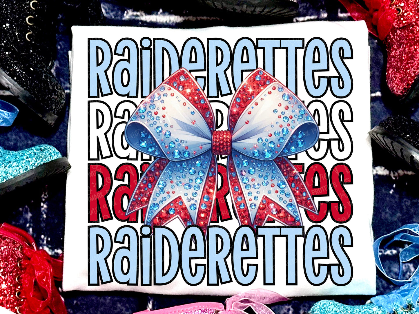 Raiderettes Faux Rhinestones Blue Red-Lovie T Designs