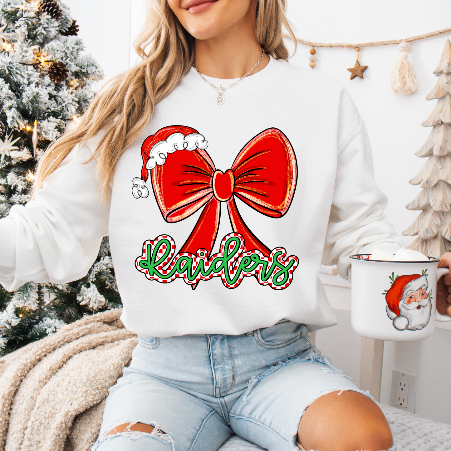 Raiders Christmas Checker Bow-[DTF Transfer]-Lovie T Designs