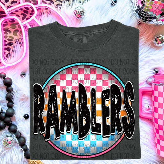 Ramblers Neon Circle Mascots-Lovie T Designs