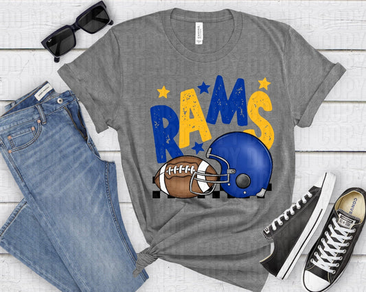 Rams Blue Gold Checkered FB-Lovie T Designs