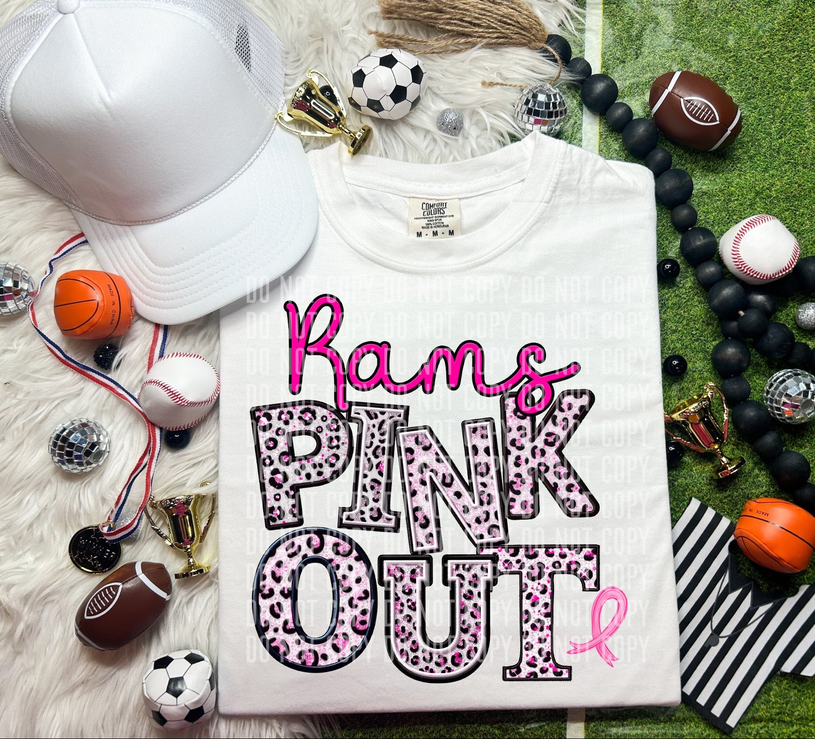 Rams Pink Out Animal Print Mascot-Lovie T Designs