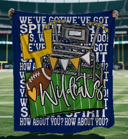 Randleman Tigers Royal Blue and Orange-We've Got Spirit Football Blanket-Lovie T Designs