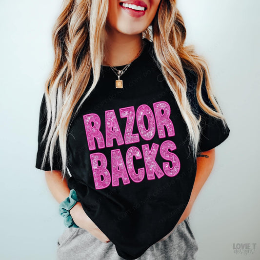Razorbacks Embroidery & Sequin in Pink