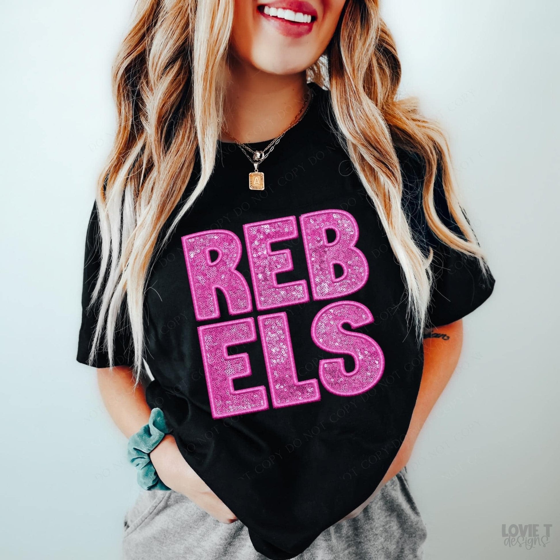 Rebels Embroidery & Sequin in Pink-Lovie T Designs