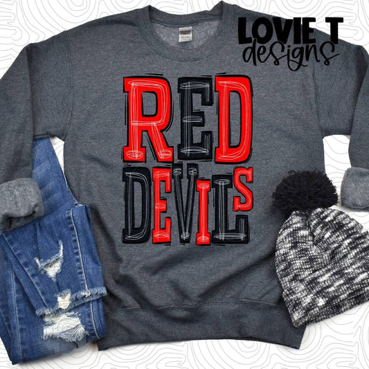 Red Devils-Red-Black-Lovie T Designs