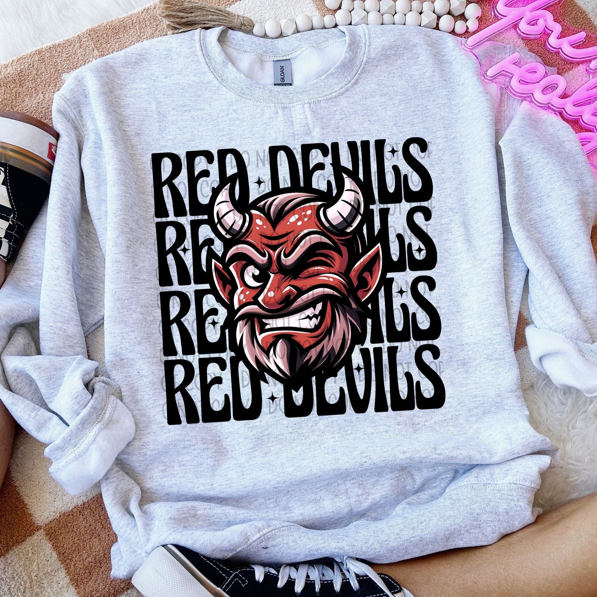 Red Devils Winking Mascot-Lovie T Designs