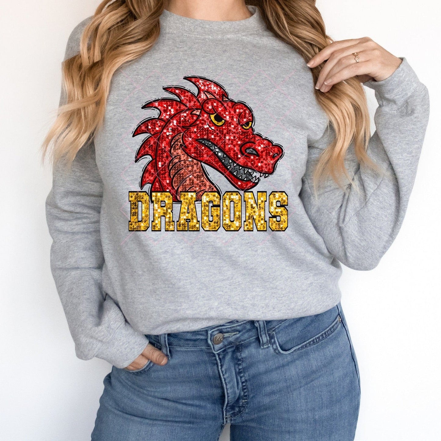 Red Dragons Yellow Sequin