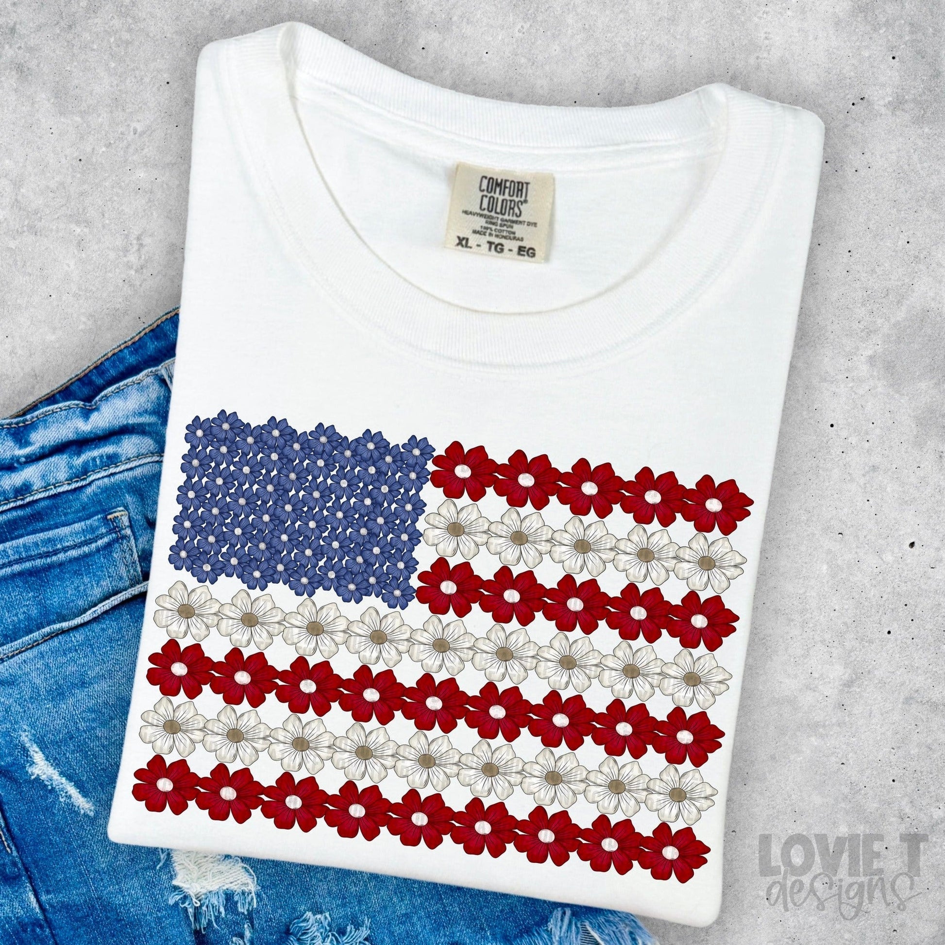 Red White and Blue Florals-Lovie T Designs