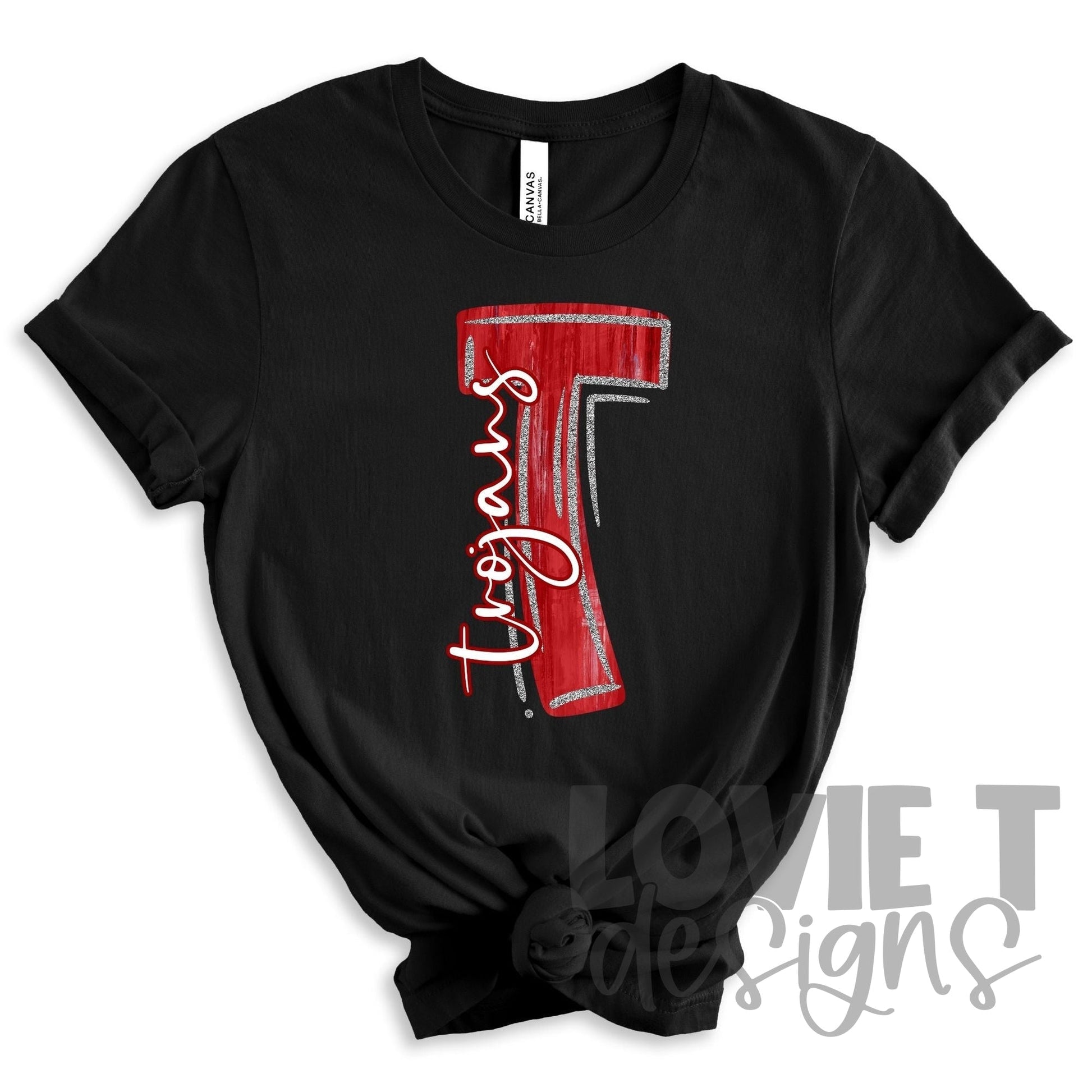 Red and Silver T Trojans-Lovie T Designs