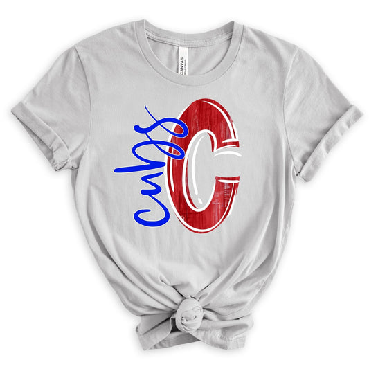 Red and White C Cubs Royal Blue-Lovie T Designs