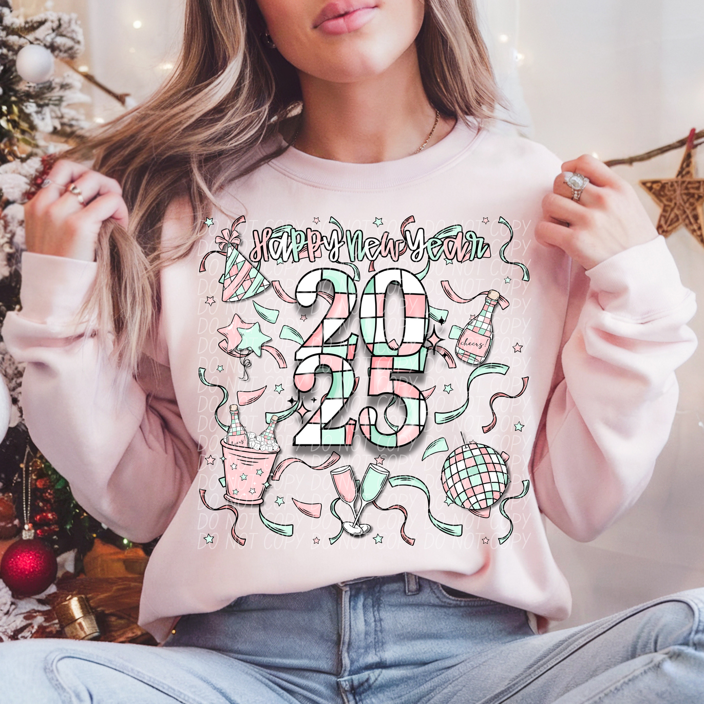 Retro Happy New Year-[DTF Transfer]-Lovie T Designs