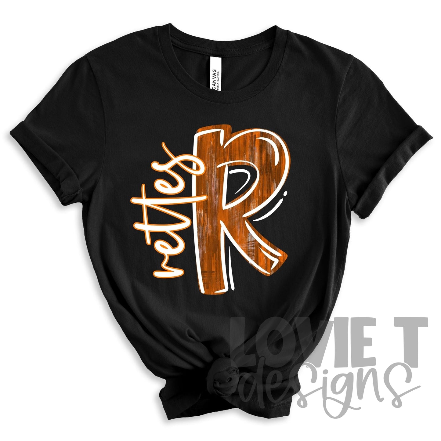 Rettes Orange R With White Outline-Lovie T Designs