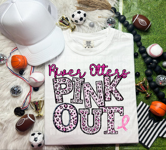 River Otters Pink Out Animal Print Mascot-Lovie T Designs