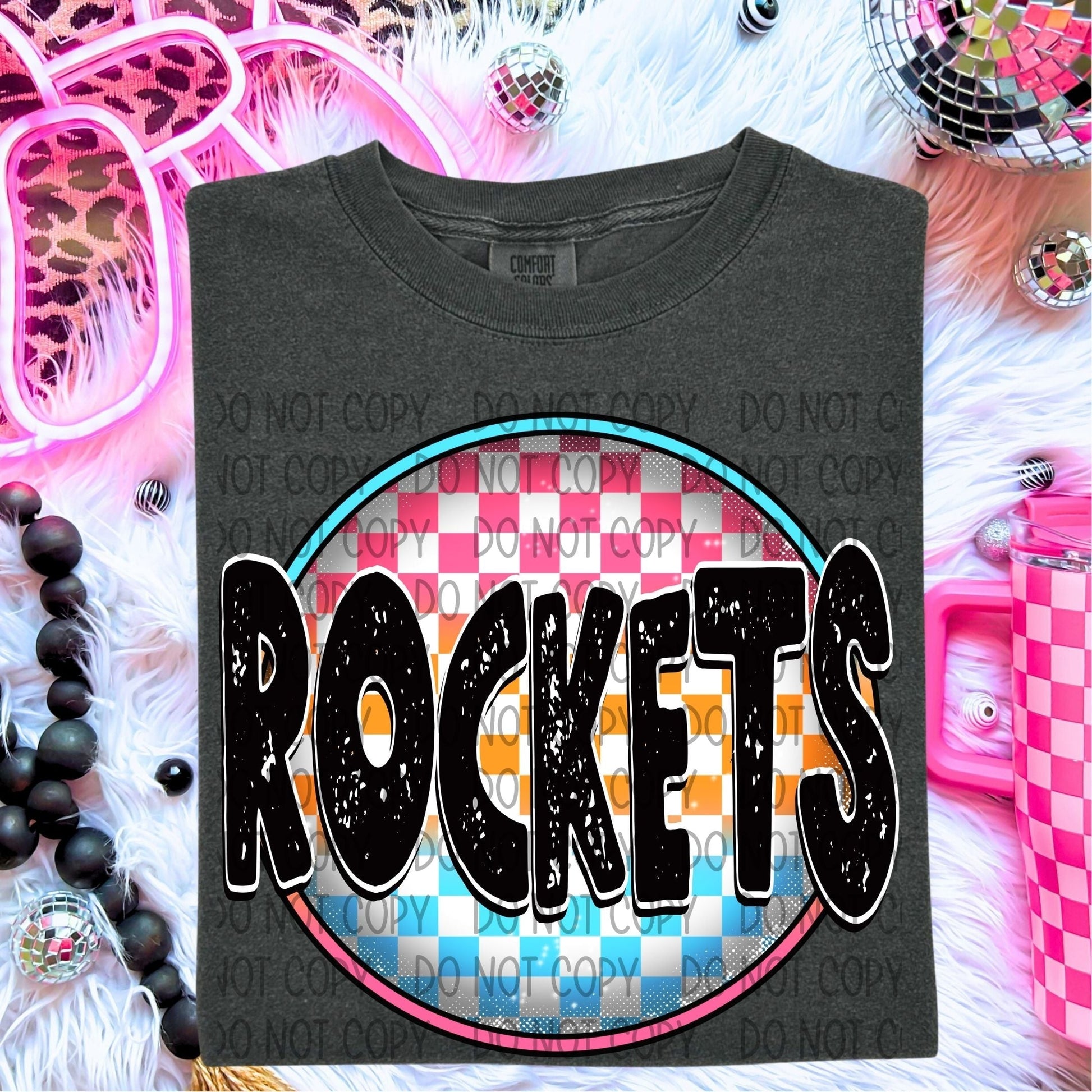 Rockets Neon Circle Mascots-Lovie T Designs