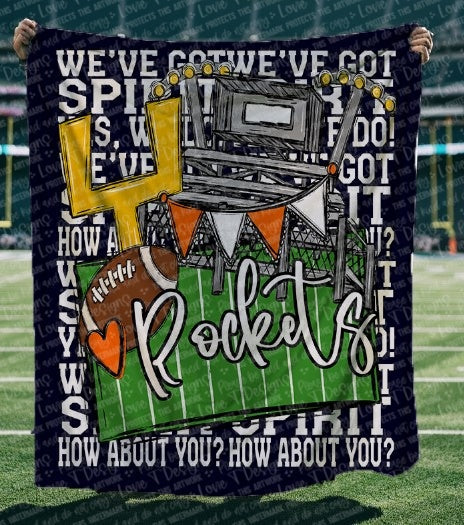 Rockets Orange and Navy-We've Got Spirit Football Blanket-Lovie T Designs