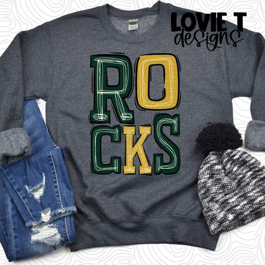 Rocks-Dark Green-Gold - Not Yellow Gold-Lovie T Designs