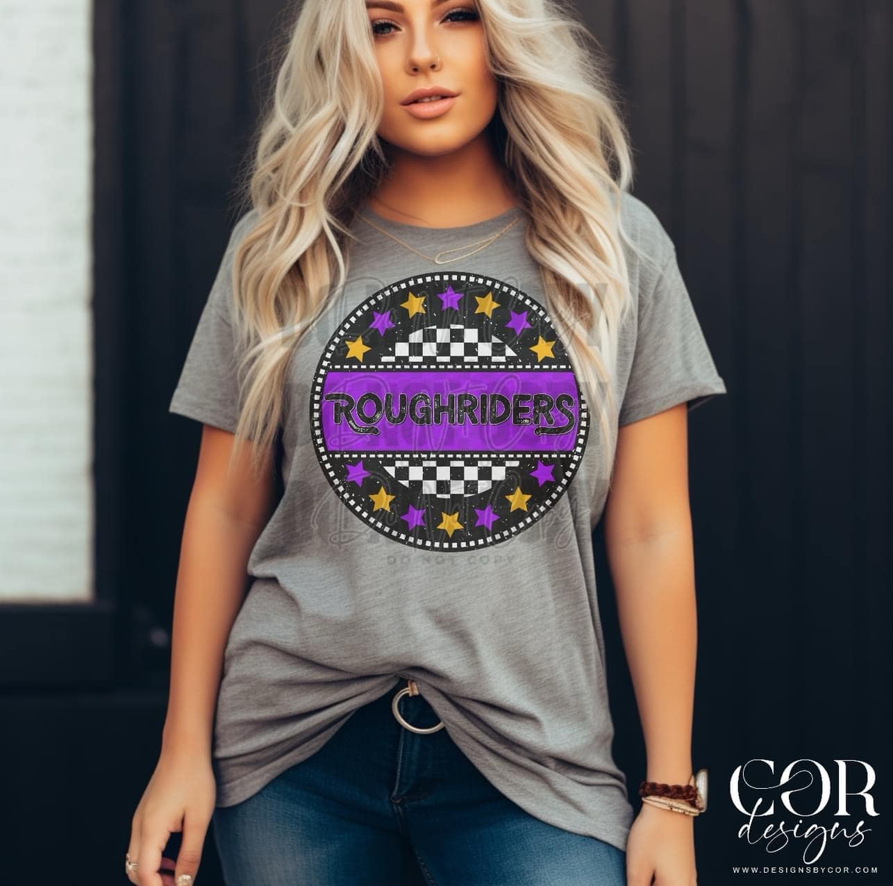 Roughriders Purple and Gold Checkered Stars Circle-Lovie T Designs