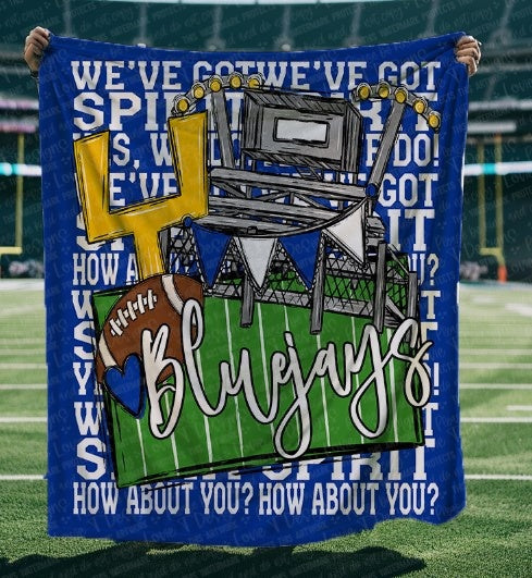 Royal White Blue Bluejays We've Got Spirit Blanket-Lovie T Designs