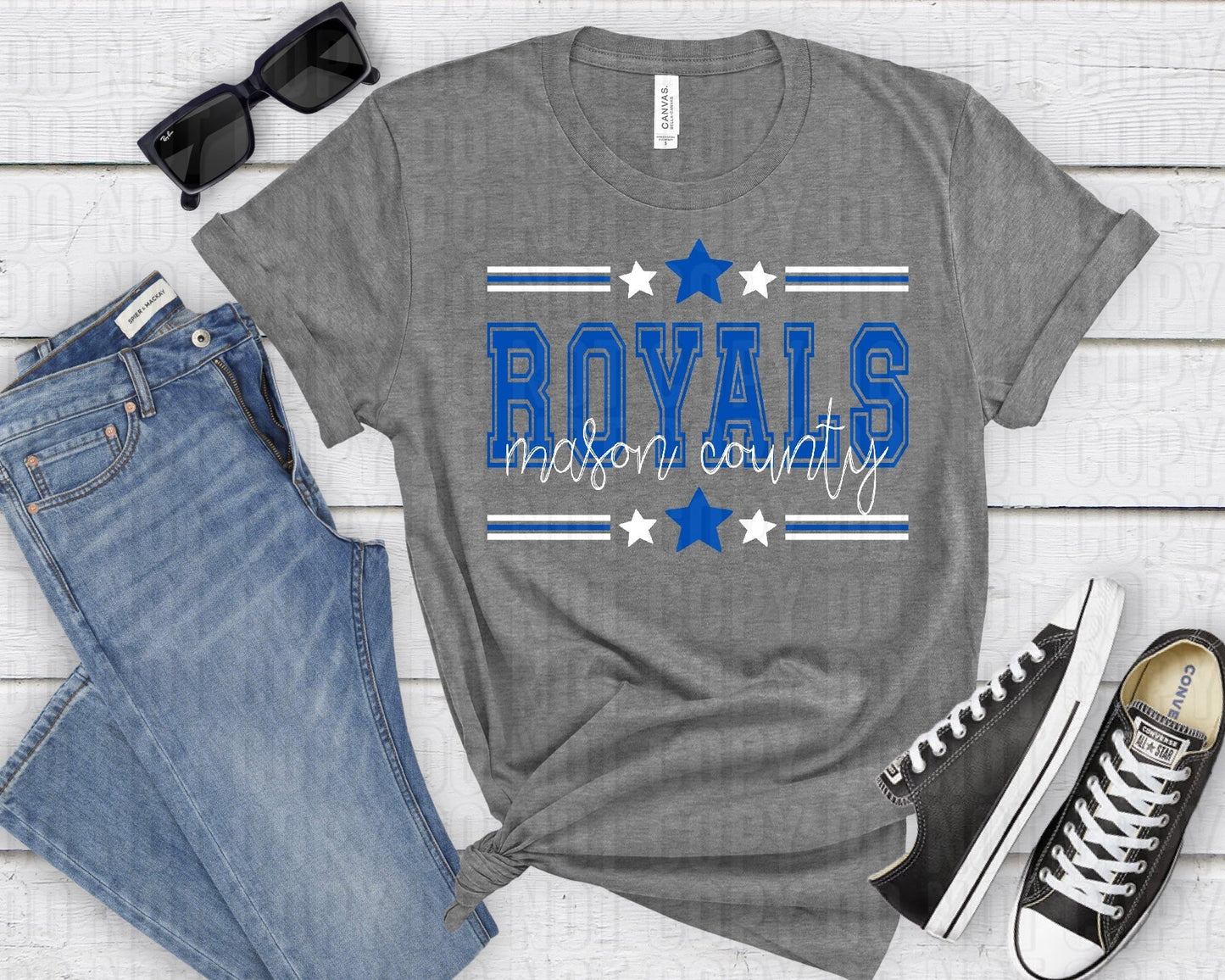 Royals Mason County White Blue All Stars-Lovie T Designs