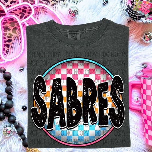 Sabres Neon Circle Mascots-Lovie T Designs