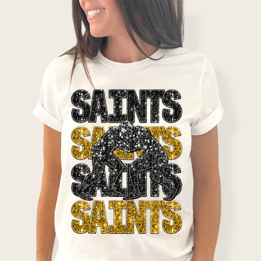 Saints Black Gold-[DTF Transfer]-Lovie T Designs