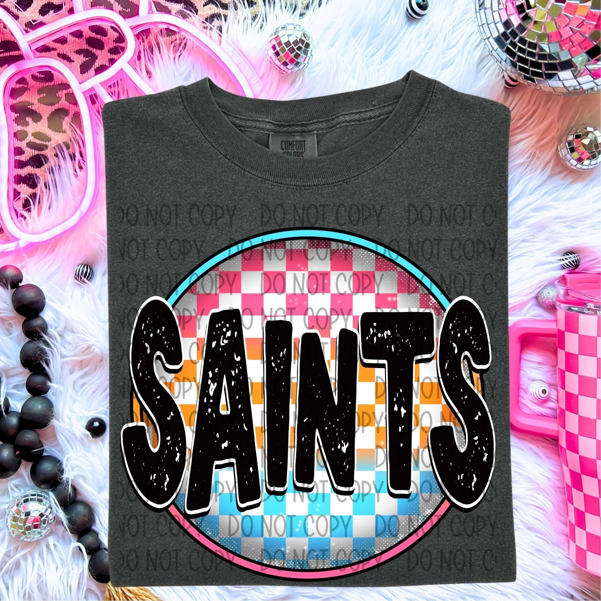 Saints Neon Circle Mascots-Lovie T Designs