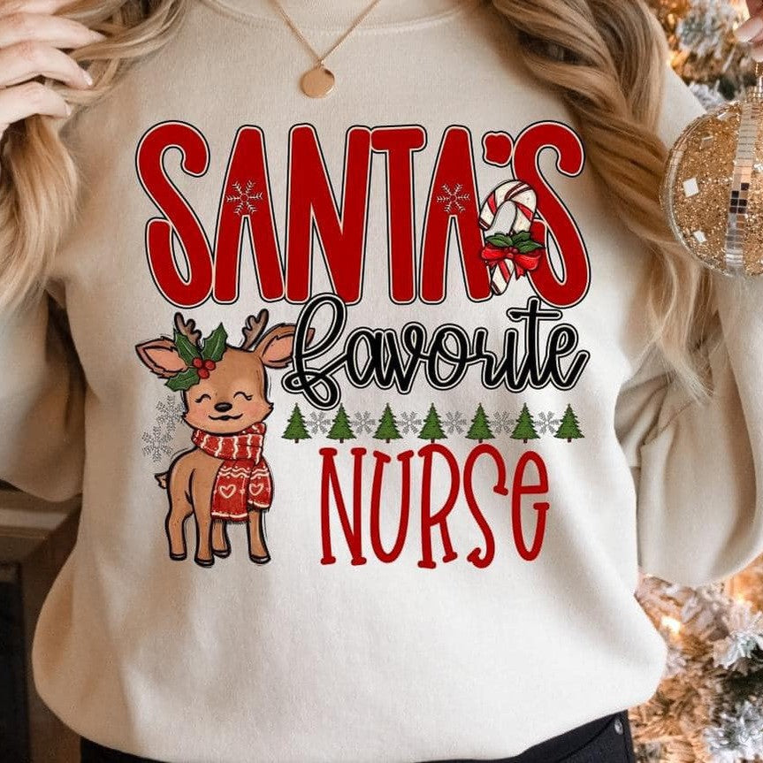 Santa's Favorite Nurse-Lovie T Designs