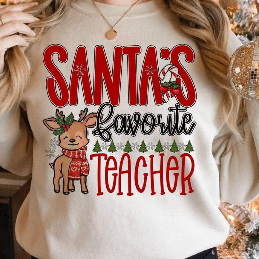 Santa's Favorite Teacher-Lovie T Designs