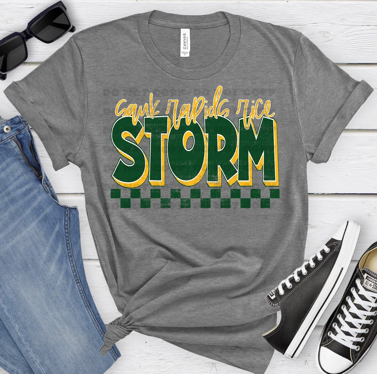 Sauk Rapids Rice Storm Dk Green Ath Gold Grunge-Lovie T Designs