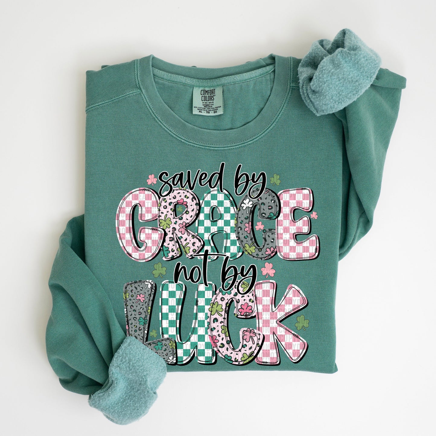 Saved by Grace Not By Luck-[DTF Transfer]-Lovie T Designs