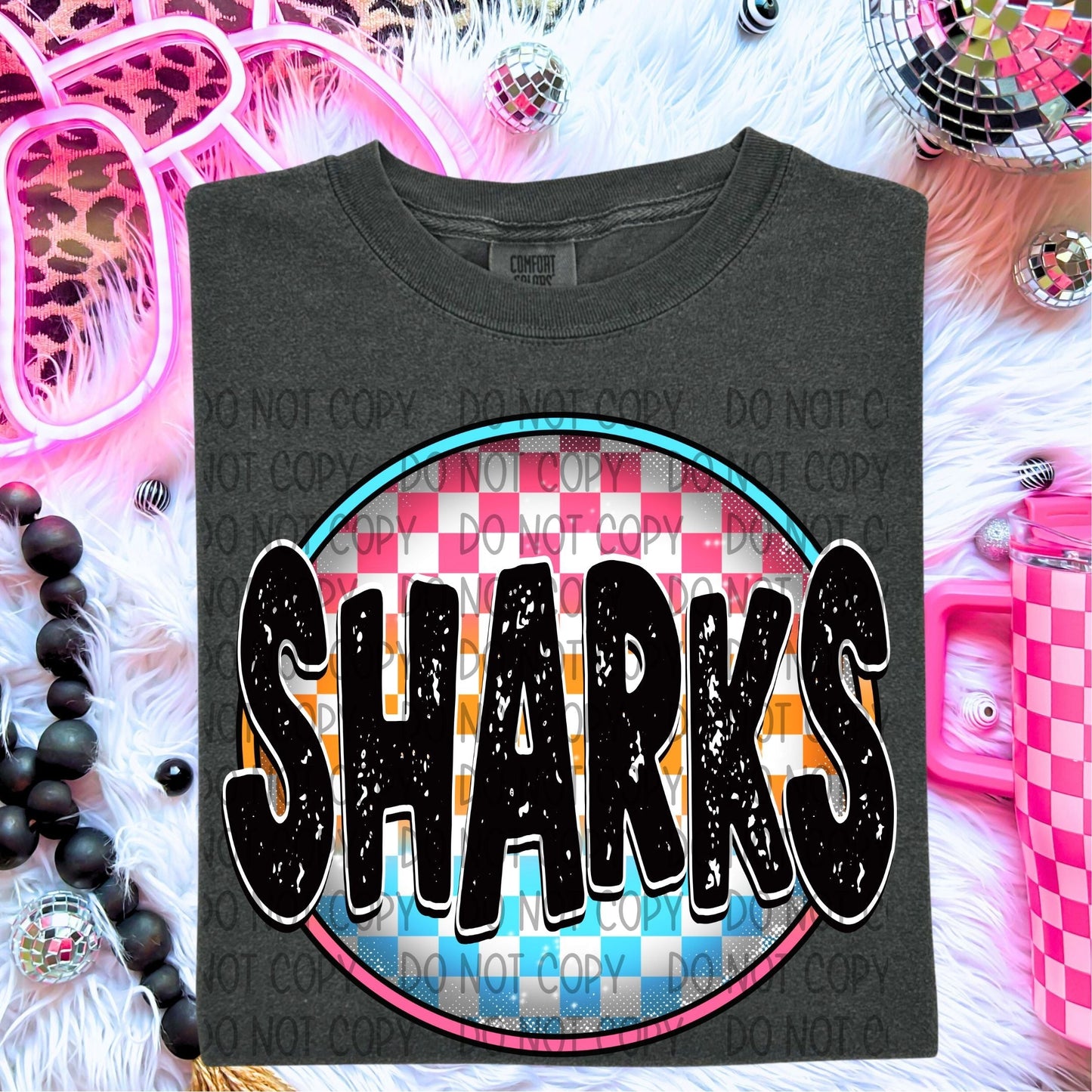 Sharks Neon Circle Mascots-Lovie T Designs