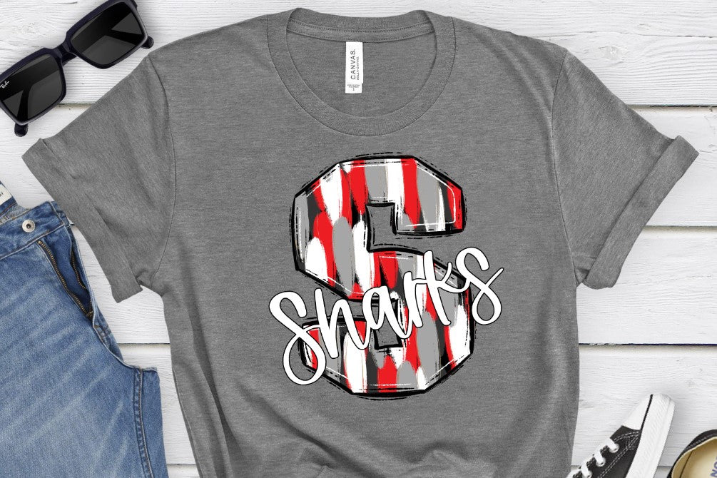 Sharks Red Rowdy-Lovie T Designs